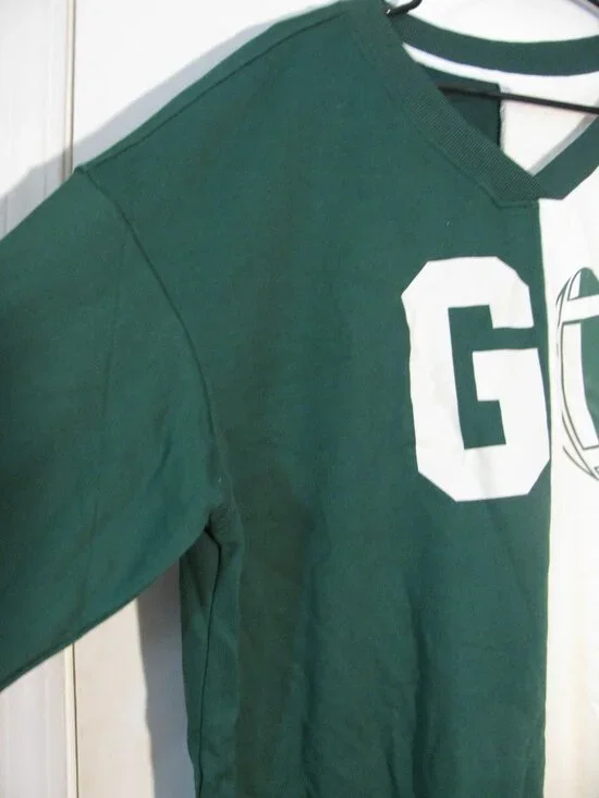 Football Sweatshirt 2XL New NWOT Green & Cream Knit Stretch - Picture 3 of 4